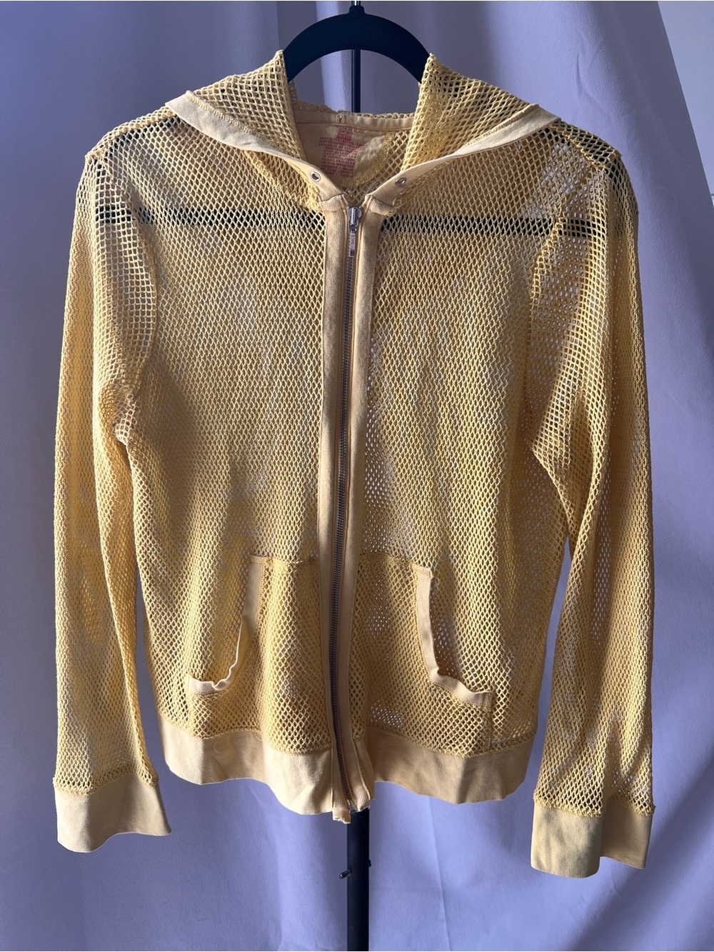 Jones New York sport Yellow Mesh Hooded Zip Jacket